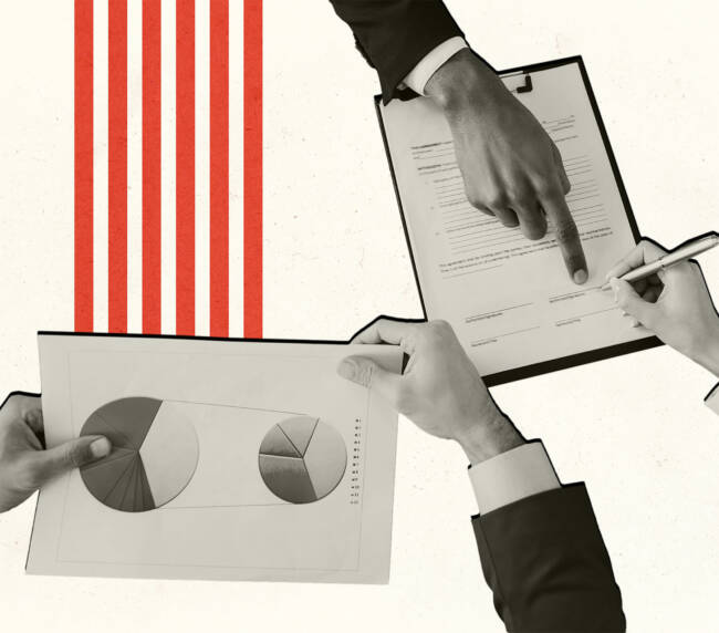 collage of business people hands and documents