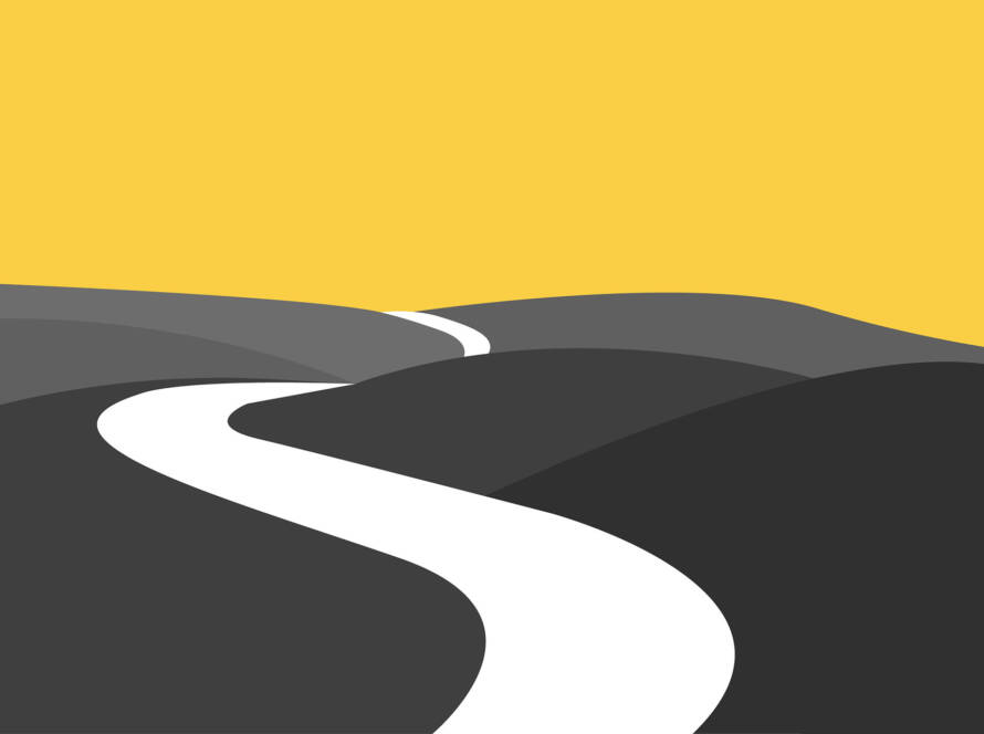 Vector illustration of road and rolling hills